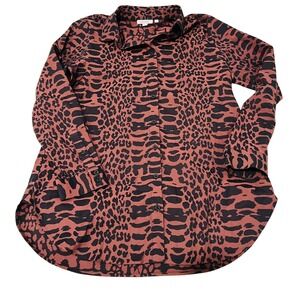 Chicos Womens Button-Down Animal Print Shirt Size 1 US 8 Made In Thailand